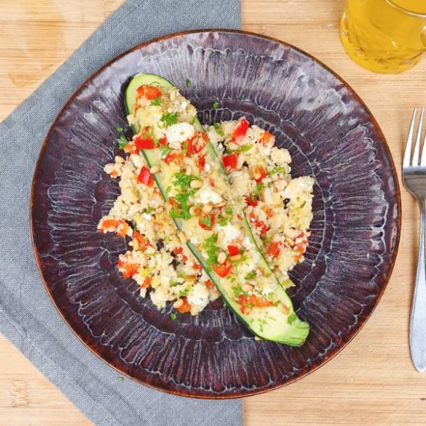 Gevulde courgette met couscous en feta