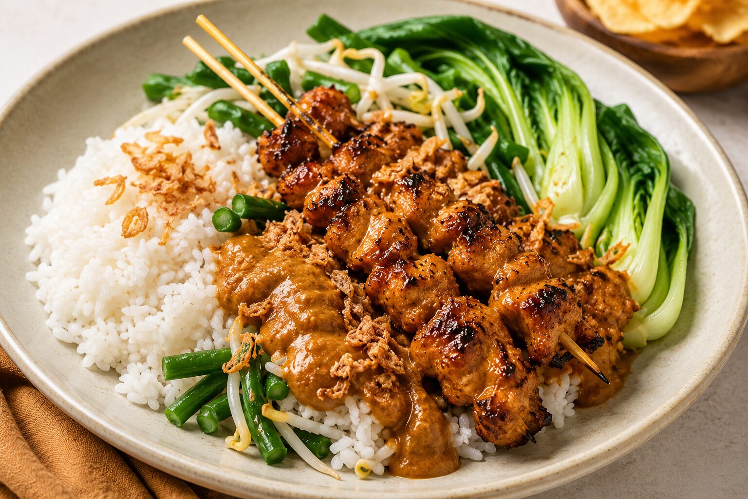 Polderhoenderdijsate & lentegroenten gado gado