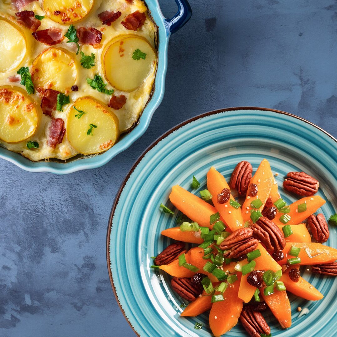 Aardappelgratin met een bospenensalade
