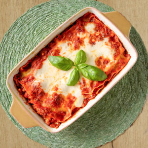 Lasagne met rundergehakt,champignons, tomaat en mozzarella