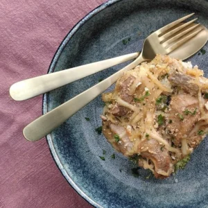 Romige varkensreepjes met broccoli en rijst