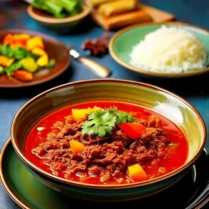 Jamaicaanse curry met Vechtdal rundergehakt, knapperige groenten en kokos