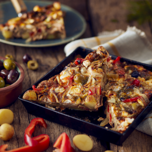 Oventortilla met krieltjes, olijven & feta
